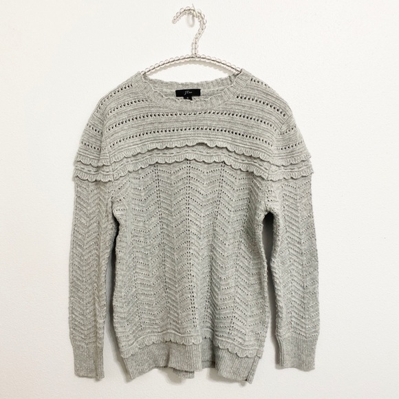 J. Crew Crewneck Scalloped Pointelle Sweater Small - Picture 3 of 7
